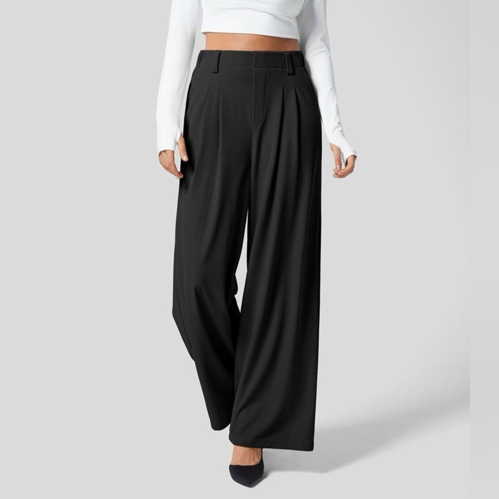 NEW Halara REGULAR Length High Waisted Side Pocket Wide Leg Waffle Work
